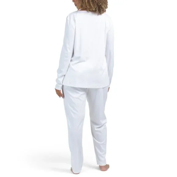 HANRO White 2pc Supima Cotton Michelle Pajama Set